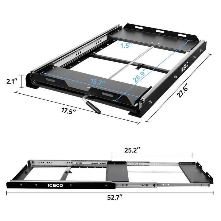 Inca Overland Outfitters JPPro/VL45/APL35/VL35Pro/VL45Pro fridge slide mount accessory for ICECO portable fridges.