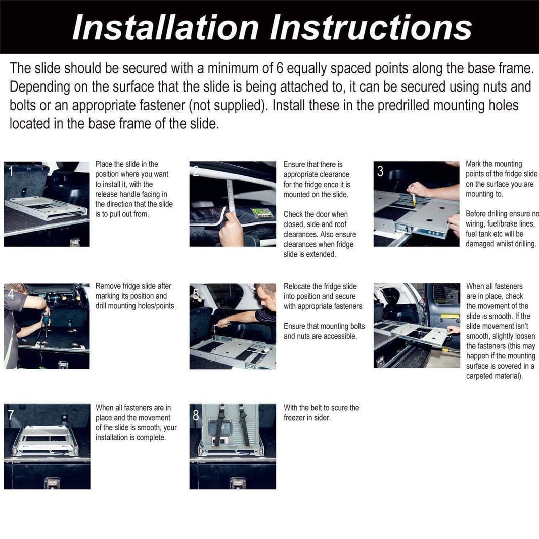 Inca Overland Outfitters fridge slide mount for JPPro, VL45, APL35, VL35Pro, VL45Pro compatible with ICECO fridges.