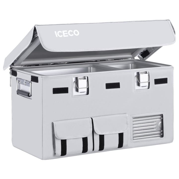 Gray APL35 insulated protective cover for ICECO appliances, designed to shield and insulate outdoor equipment by Inca Overland Outfitters.