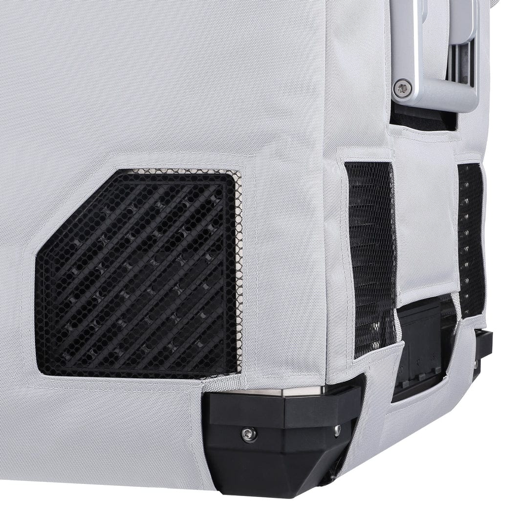 Gray APL55 insulated protective cover for ICECO appliances, designed by Inca Overland Outfitters, provides insulation and protection.
