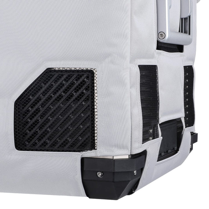 Gray APL55 insulated protective cover for ICECO appliances, designed by Inca Overland Outfitters, provides insulation and protection.