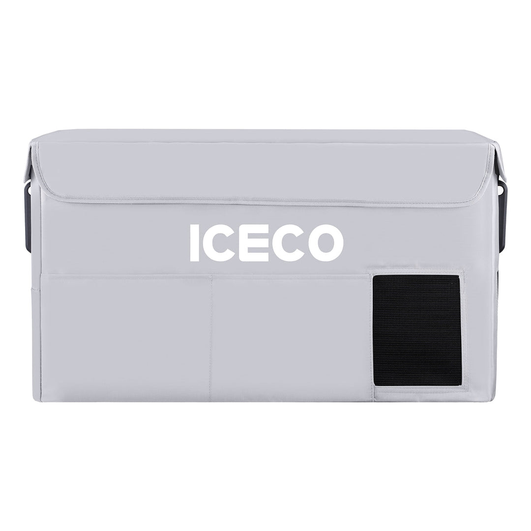 Gray VL35ProS insulated protective cover for ICECO appliances, designed by Inca Overland Outfitters, shown on product.