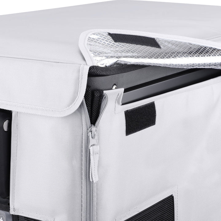 Gray insulated protective cover for VL35ProS by ICECO, designed to safeguard and insulate the appliance.