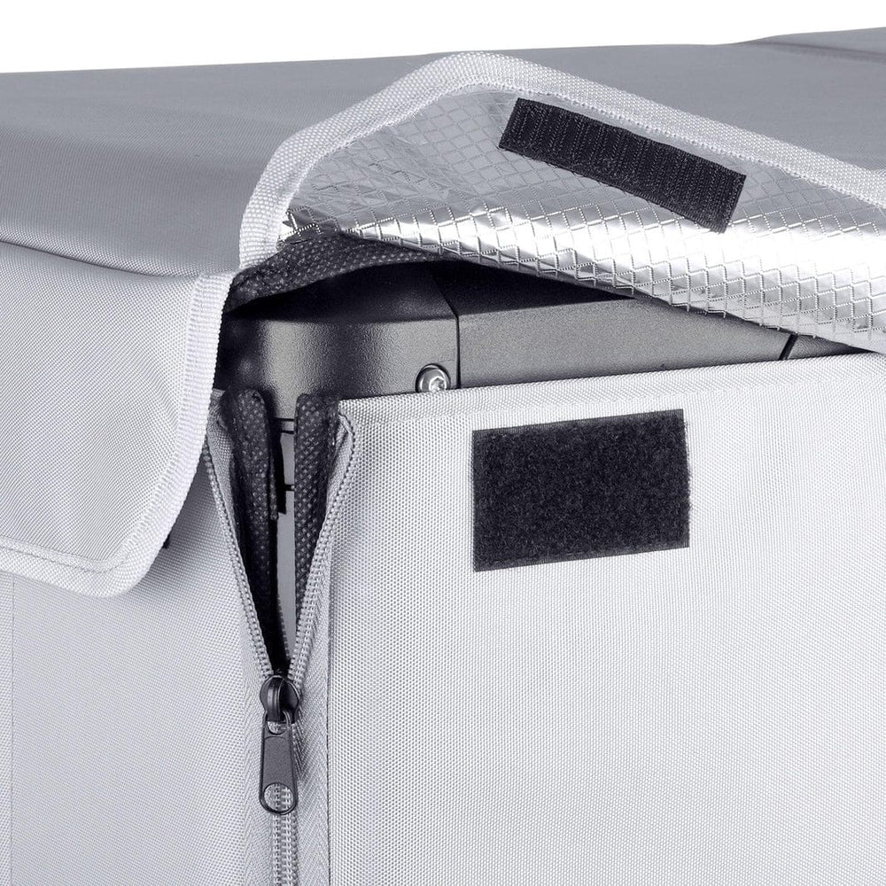 Gray insulated protective cover for VL75ProD from ICECO, designed to shield and insulate the appliance.