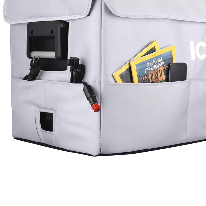Gray VL75ProD insulated protective cover for ICECO appliances, designed for durable outdoor insulation and protection.
