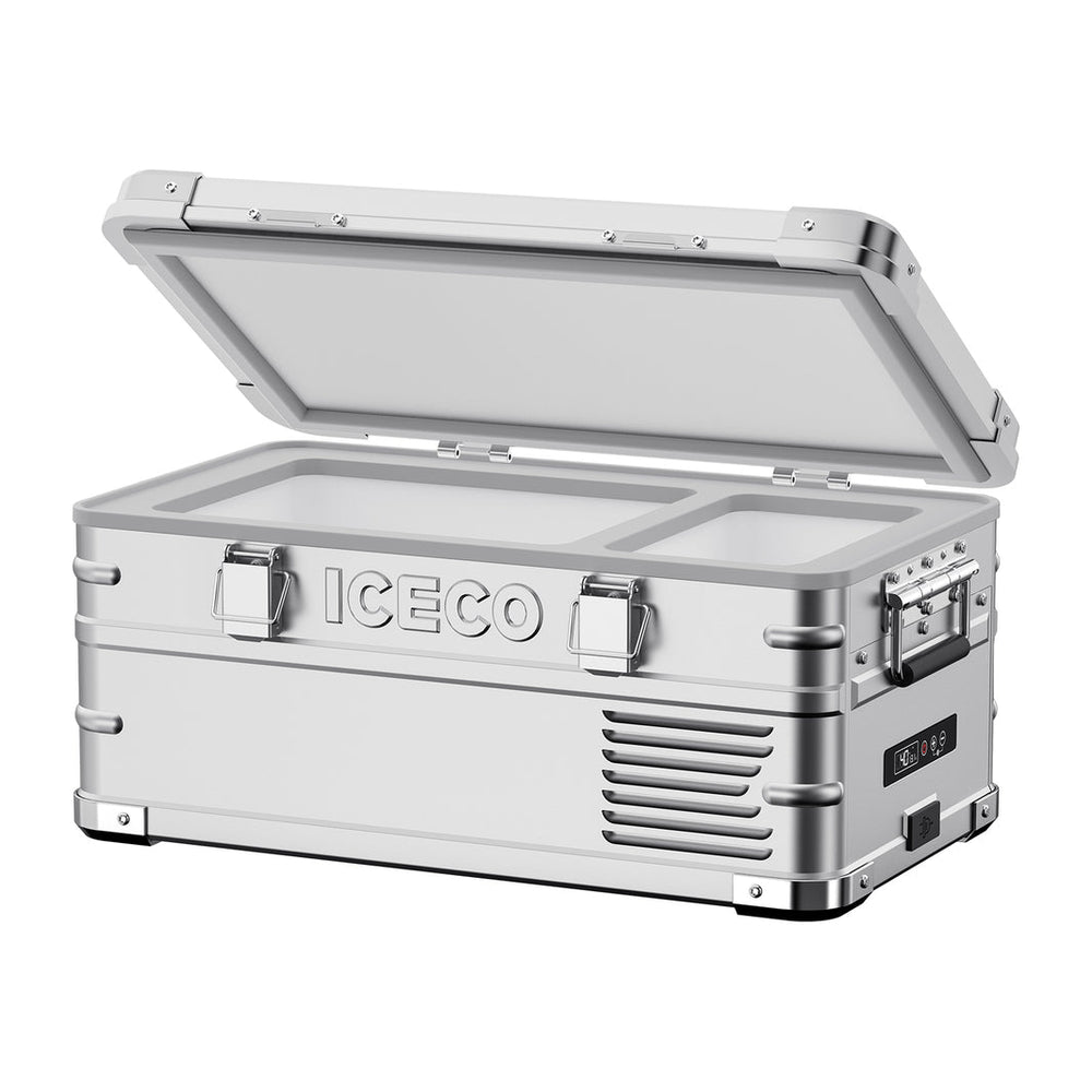 Inca Overland Outfitters APL20 aluminum freezer, single zone, 20-liter capacity, compact silver design, ICECO brand for outdoor use.
