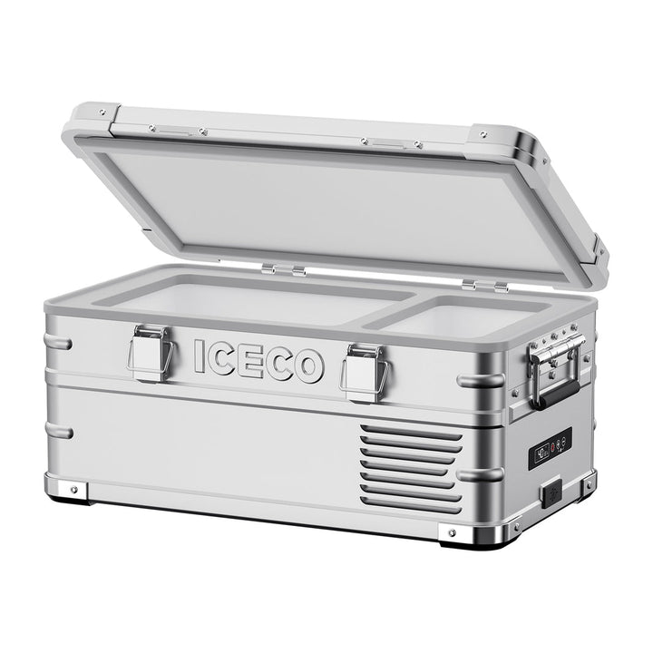 Inca Overland Outfitters APL20 aluminum freezer, single zone, 20-liter capacity, compact silver design, ICECO brand for outdoor use.