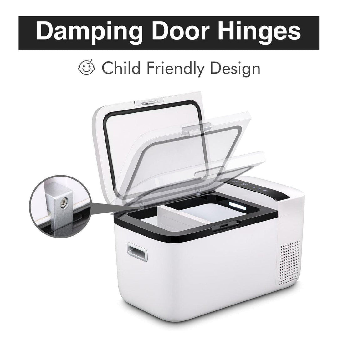 ICECO GO20 Dual Zone 12V portable freezer in white with 20L capacity, perfect for outdoor and travel use.