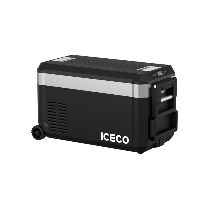 Inca Overland JP30 Pro single zone wheeled portable freezer with cover, 30L capacity, from ICECO's JP Pro Series, silver color.