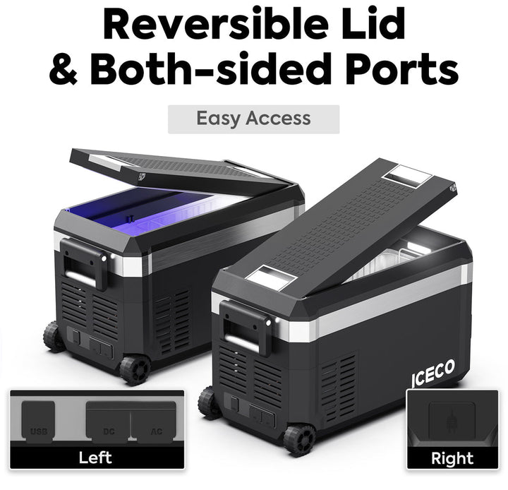 Inca Overland JP30 Pro Single Zone Portable Freezer with cover, silver, 30-liter capacity, wheeled design for outdoor use.