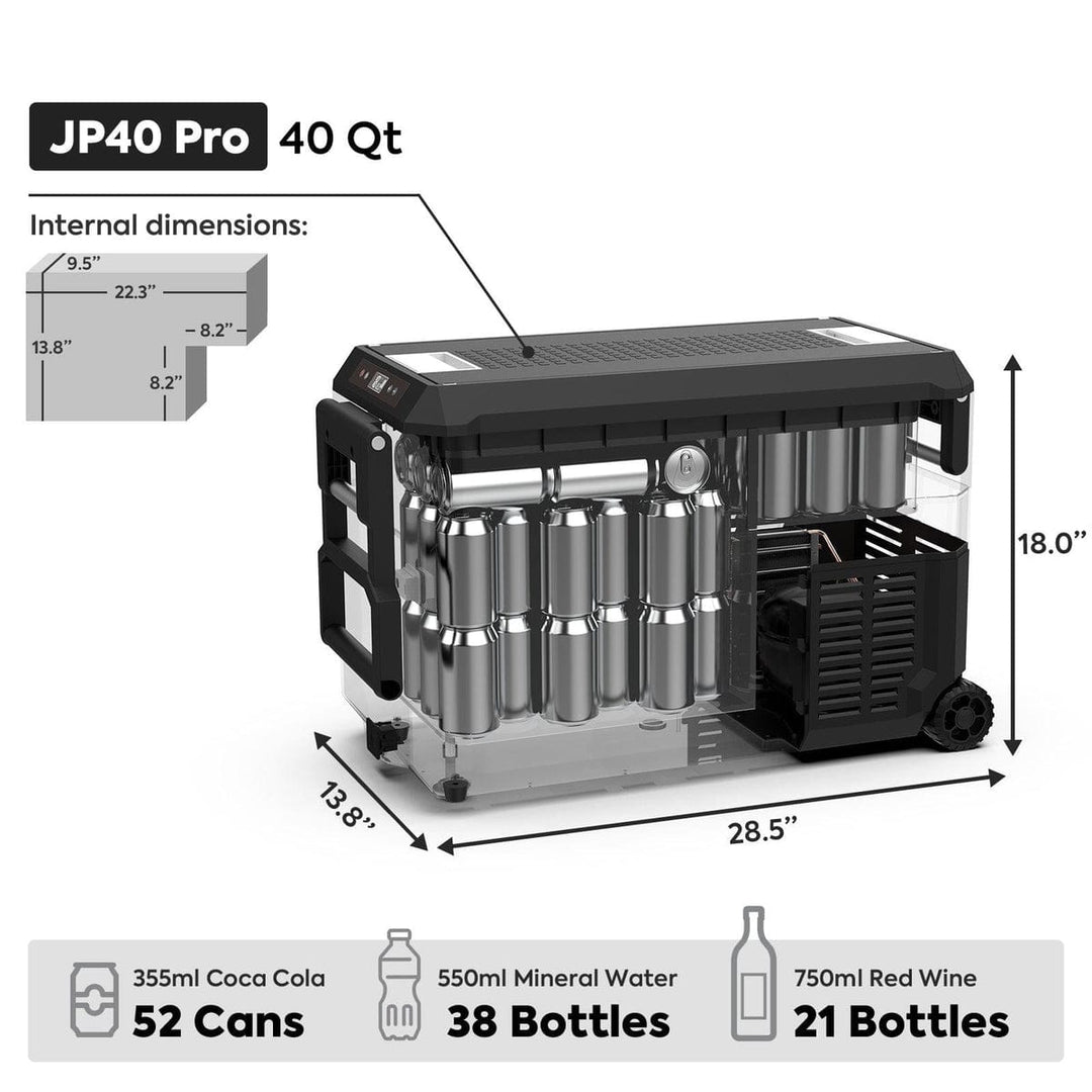 Inca Overland Outfitters JP40 PRO single zone portable freezer with cover, silver finish, 40-liter capacity from ICECO JP Pro Series.