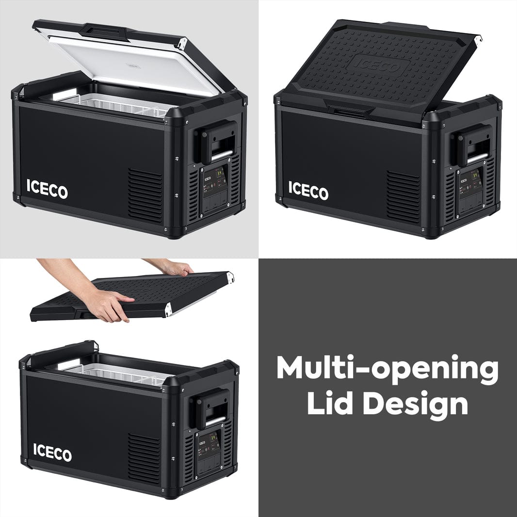 VL35ProS single zone portable fridge freezer by ICECO, black 35-liter capacity, part of VL Pro Series, designed for outdoor use.
