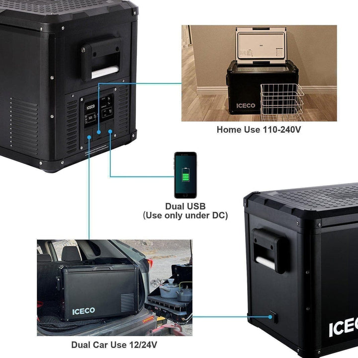 Inca Overland Outfitters VL45ProS single-zone portable fridge freezer by ICECO, black 45-liter compact fridge for outdoor use