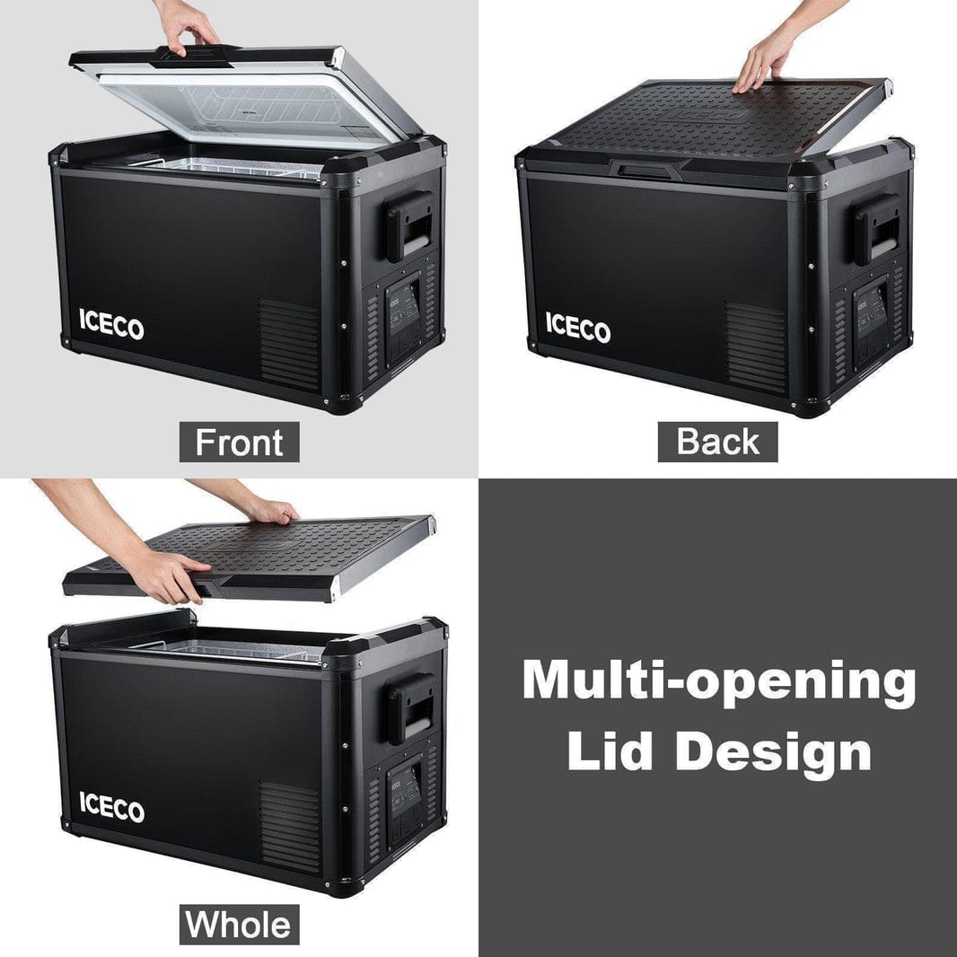 Inca Overland Outfitters VL45ProS single zone portable fridge freezer from ICECO, black 45-liter compact refrigeration unit.