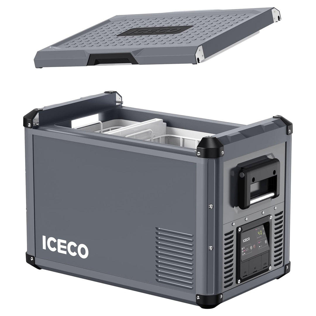 Inca Overland Outfitters VL45ProS single zone portable fridge freezer by ICECO, black 45-liter compact refrigeration unit.