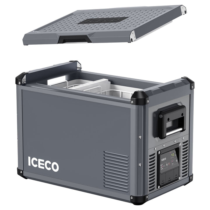 Inca Overland Outfitters VL45ProS single zone portable fridge freezer by ICECO, black 45-liter compact refrigeration unit.