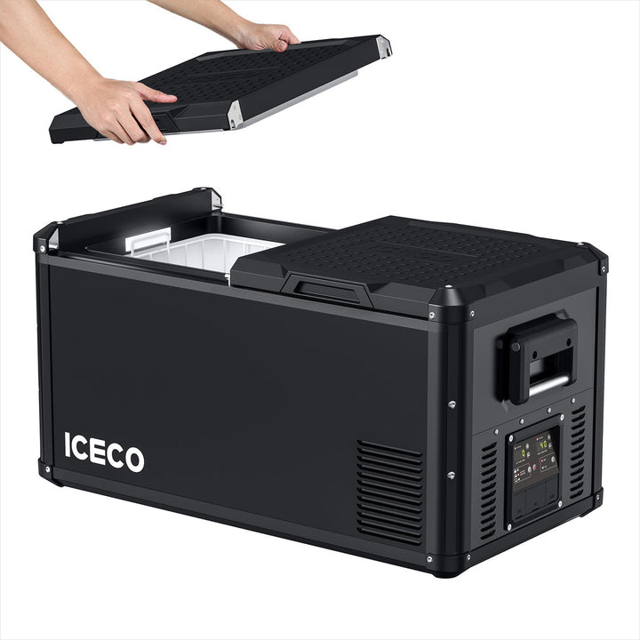Inca Overland Outfitters VL75ProD 12V heavy-duty fridge freezer from ICECO, black, 75-liter capacity, part of VL Pro Series.