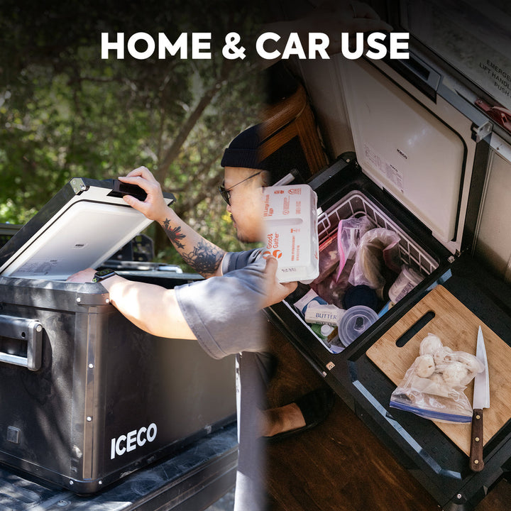 Inca Overland Outfitters VL75ProD 12V heavy-duty fridge freezer from ICECO, black 75-liter capacity, part of VL Pro Series.