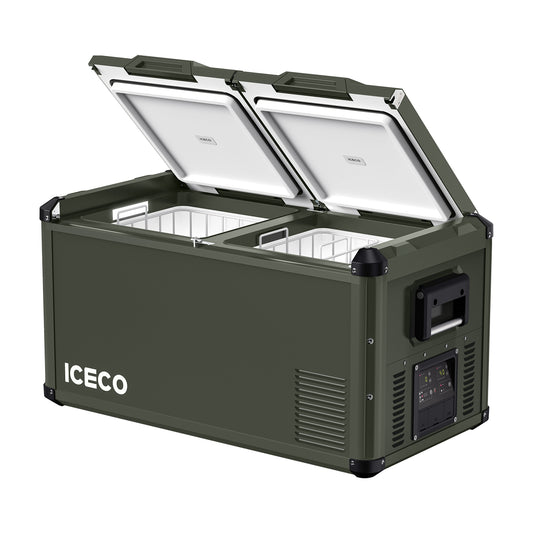 Inca Overland Outfitters VL75ProD 12V heavy-duty fridge freezer from ICECO's VL Pro Series, black 75-liter portable refrigerator.