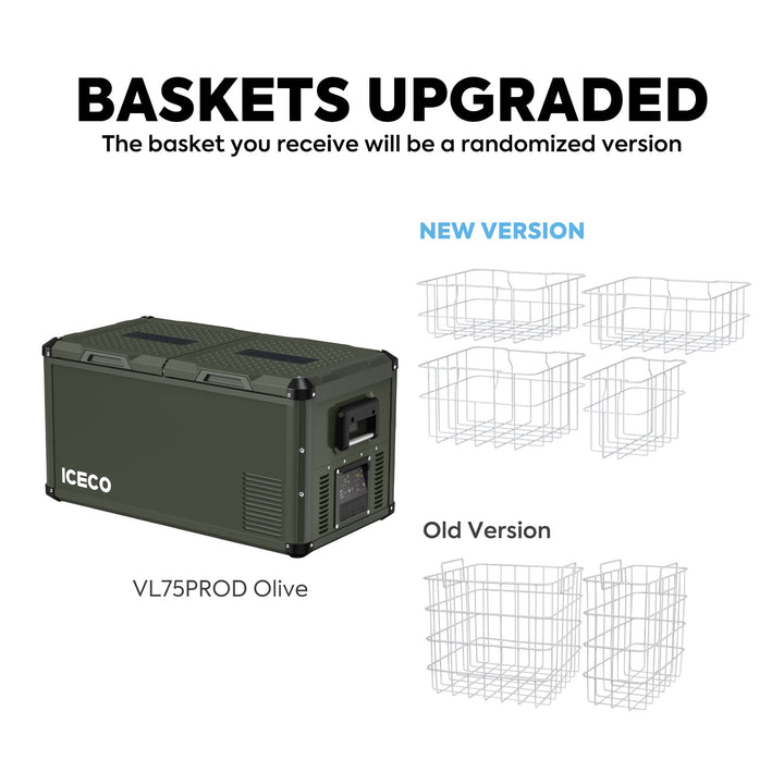 Inca Overland Outfitters VL75ProD 12V heavy-duty fridge freezer from ICECO, black exterior, 75-liter capacity in VL Pro Series.