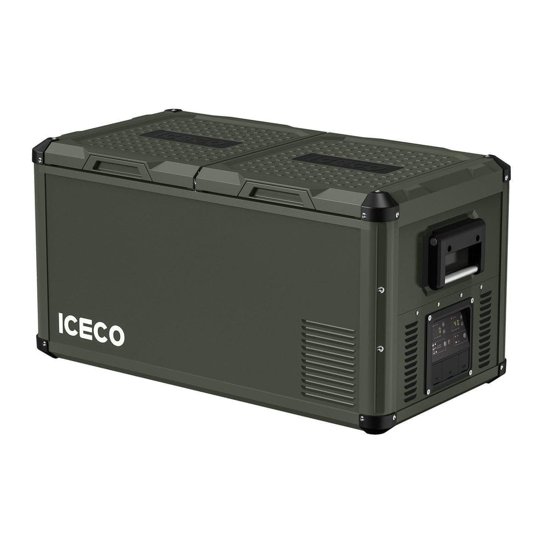 Inca Overland Outfitters VL75ProD Olive 12V Heavy Duty Fridge Freezer from ICECO, 75L capacity, in olive color, with digital control panel