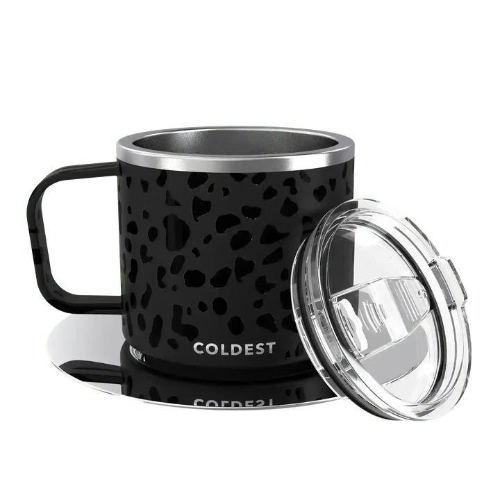 Coldest insulated espresso mug with a sleek design, featuring a stainless steel body and a secure lid for hot beverages.