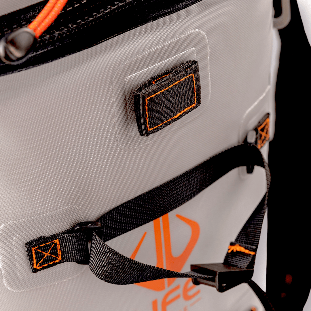 Large outdoor cooler backpack by Life League Gear, featuring insulated compartments and adjustable straps for outdoor adventures.