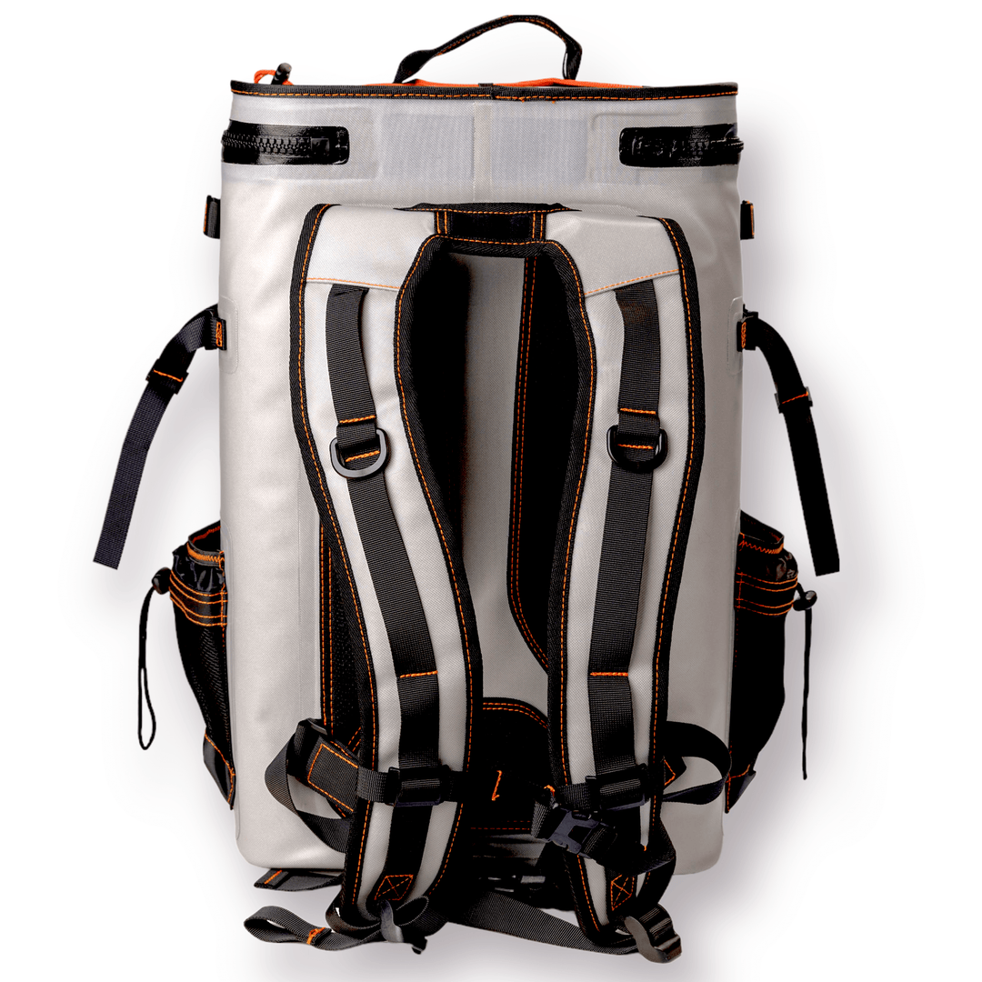 Large outdoor cooler backpack by Life League Gear, featuring insulated compartments and adjustable straps for outdoor adventures.