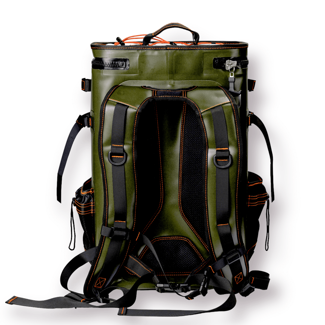 Large outdoor cooler backpack by Life League Gear, featuring insulated compartments and durable straps for outdoor adventures.