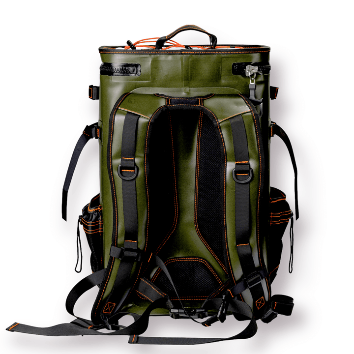 Large outdoor cooler backpack by Life League Gear, featuring insulated compartments and durable straps for outdoor adventures.