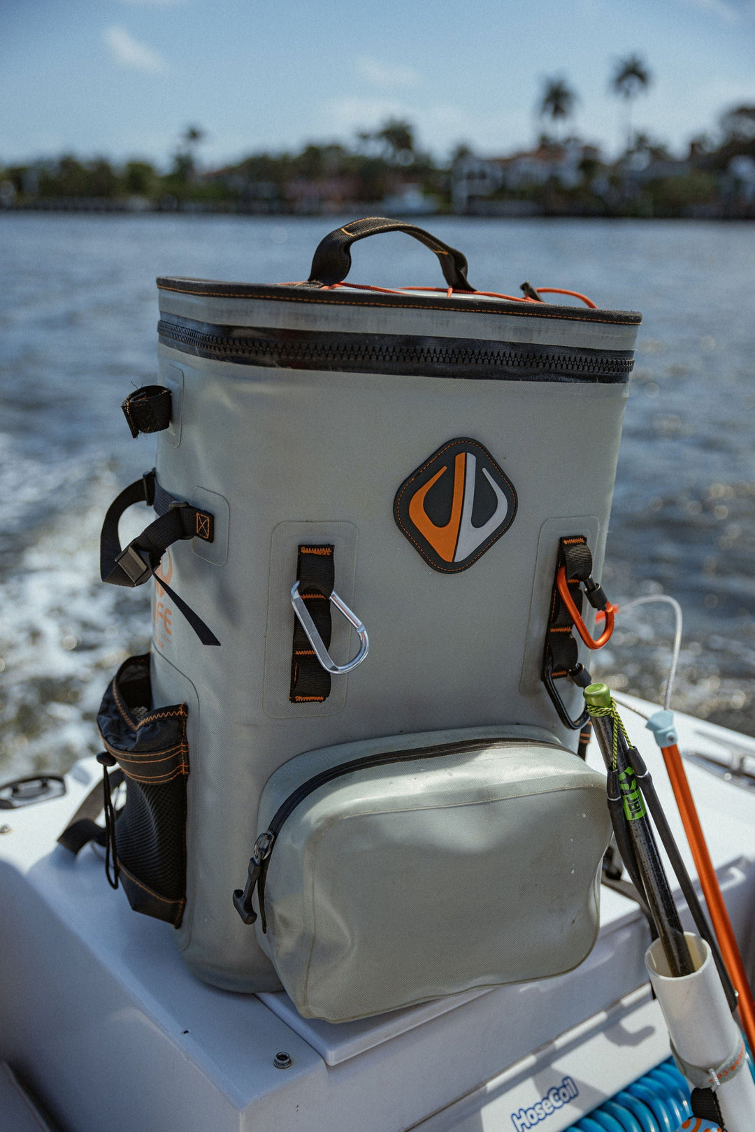 Large outdoor cooler backpack by Life League Gear, featuring insulated compartments and adjustable straps for outdoor activities.