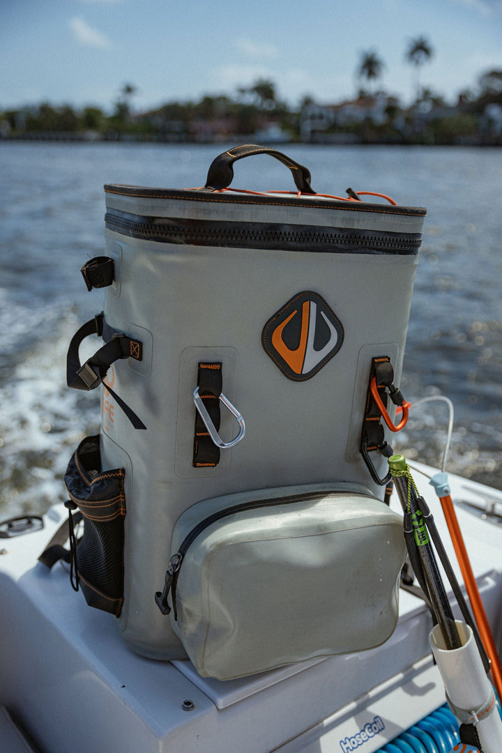 Large outdoor cooler backpack by Life League Gear, featuring insulated compartments and adjustable straps for outdoor activities.