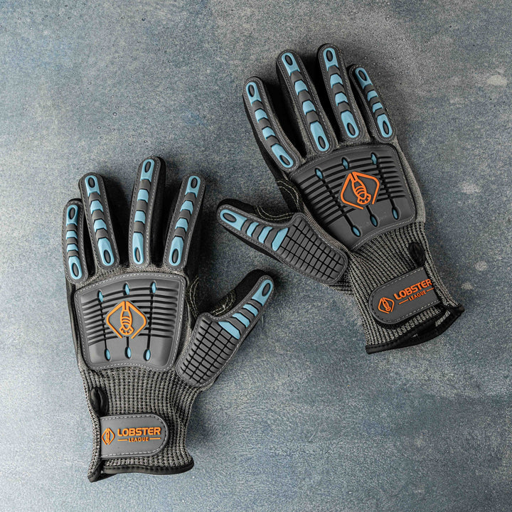 Life League Gear lobstering gloves for diving and fishing, featuring durable protective material for underwater lobster and spearfishing.
