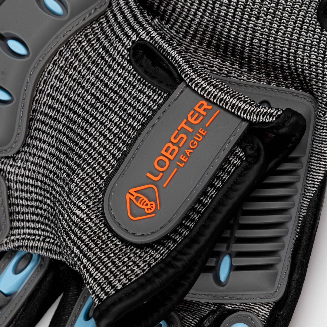 Lobster League Gear lobstering gloves for diving, fishing, and spearfishing, showing durable protective material and reinforced fingertips.