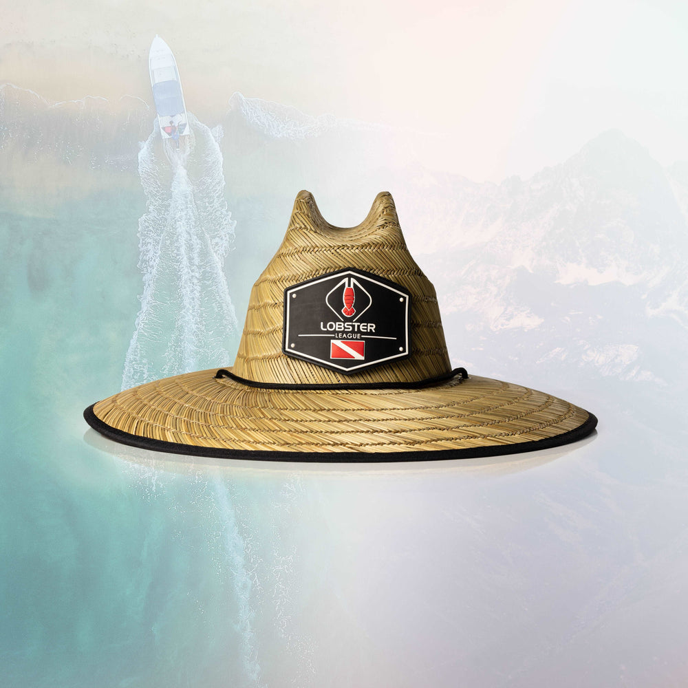 Diving edition straw hat by Life League Gear featuring wide brim and natural straw material, perfect for summer outdoor activities.