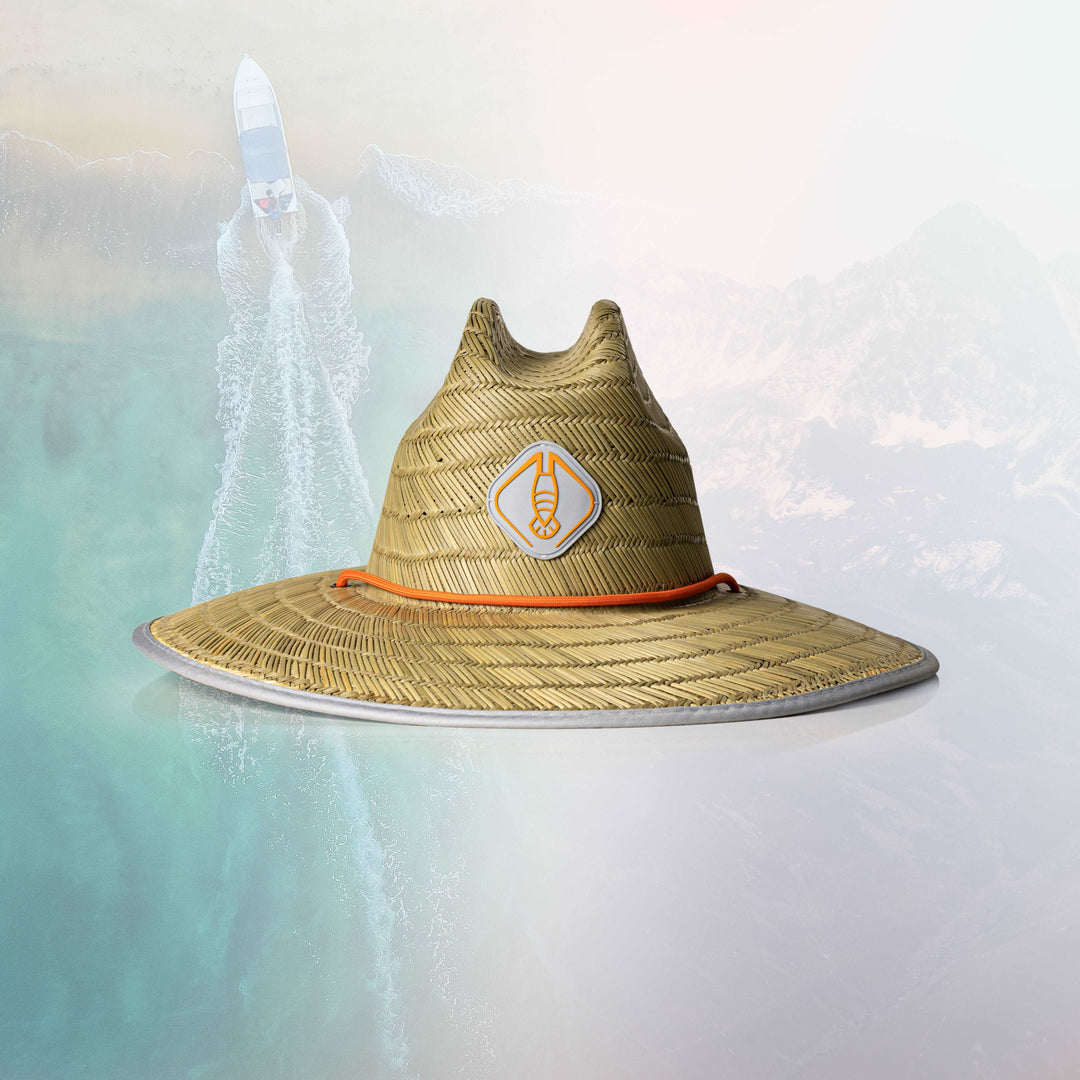 Diving edition straw hat from Life League Gear featuring a wide brim, natural straw color, perfect for summer outdoor wear.