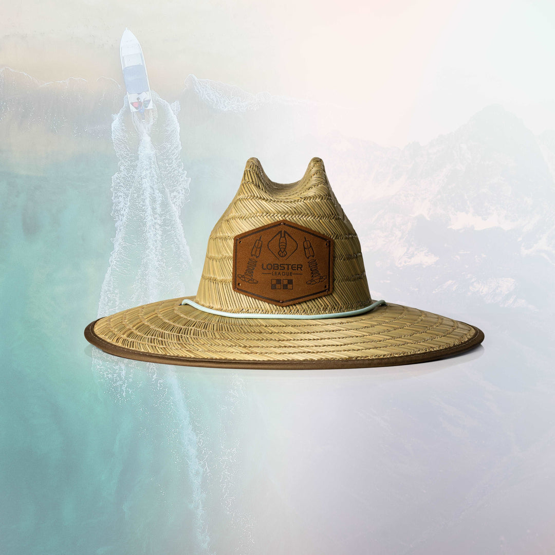 Diving edition straw hat from Life League Gear with wide brim and nautical design, perfect for summer outdoor activities.