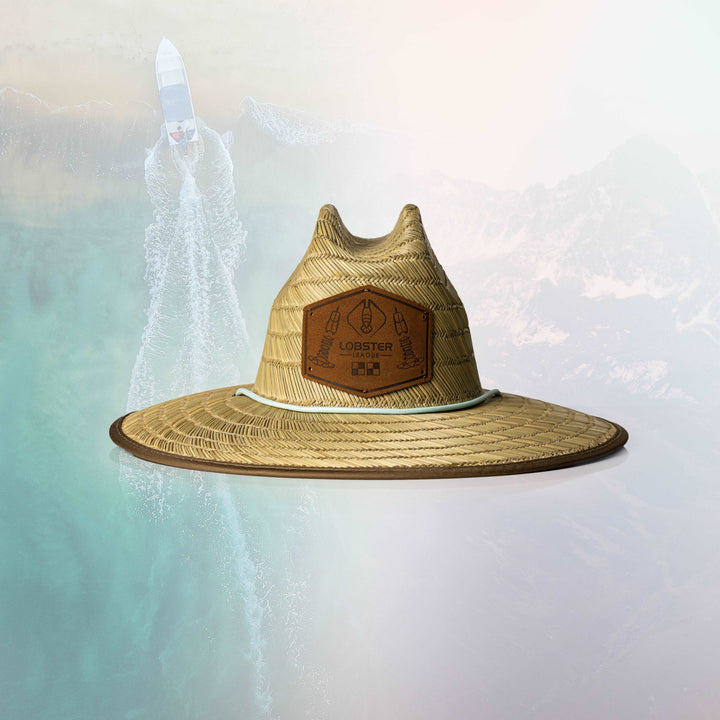 Diving edition straw hat from Life League Gear with wide brim and nautical design, perfect for summer outdoor activities.