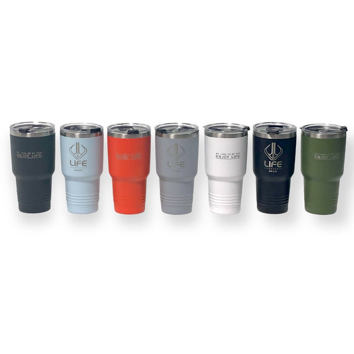 30oz Life League Gear tumbler with a sleek design, durable construction, perfect for keeping drinks hot or cold.
