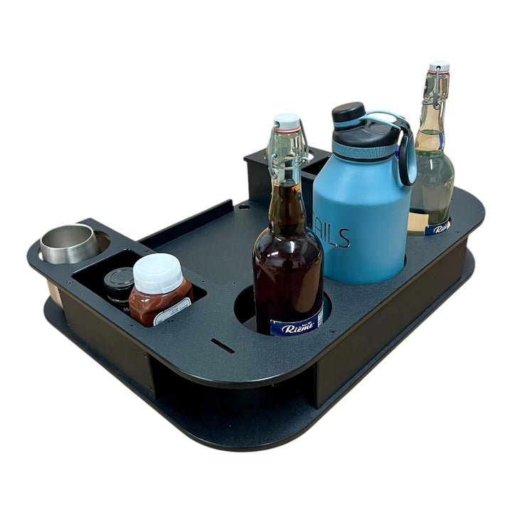 Midnight Series - Docktail Butler Boat Table with Adjustable Rod Holder Mount