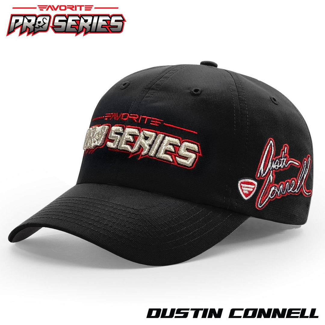 Favorite Fishing Pro Series Hat featuring Dustin Conell, a stylish accessory with the brand's logo and adjustable strap.
