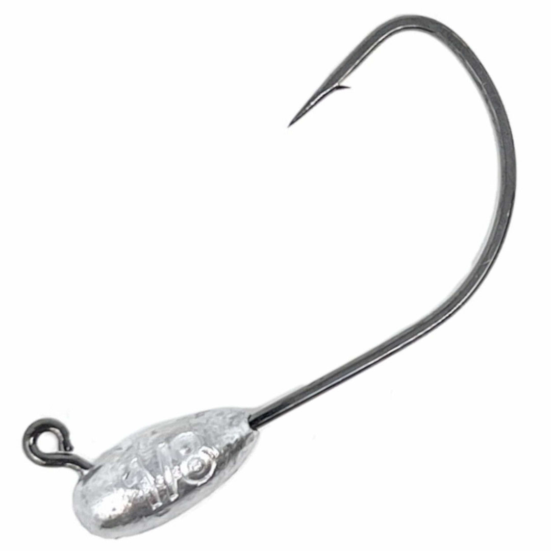 10-pack of Reaction Tackle Lead Tube Jig Heads in 1/8 oz, designed for fishing, with streamlined metal heads and hooks.