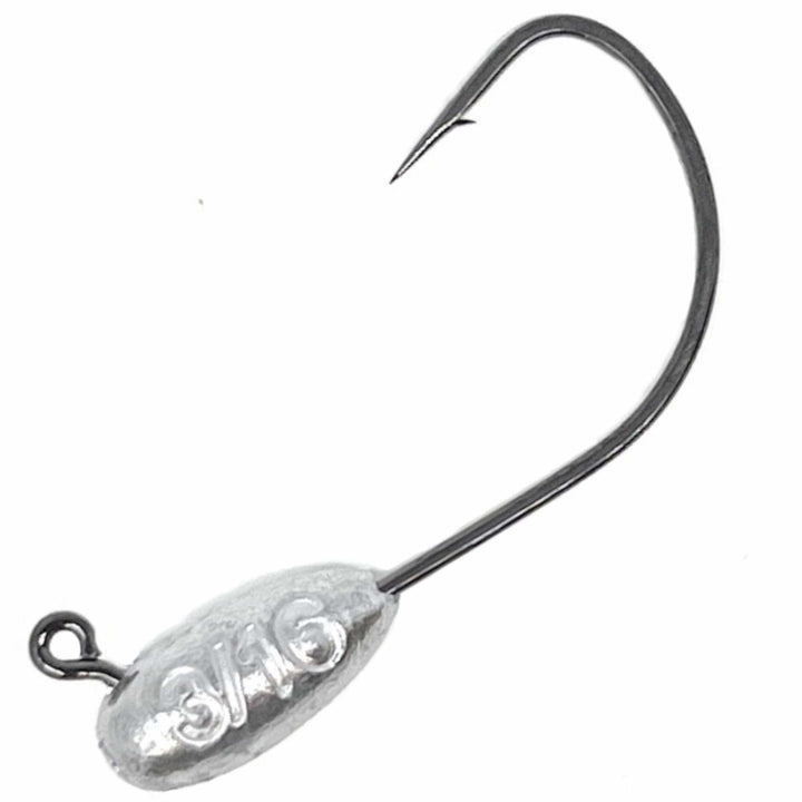 Reaction Tackle Lead Tube Jig Heads 10-pack, 1/8 oz, designed for fishing, with shiny metallic finish and hook attachments.