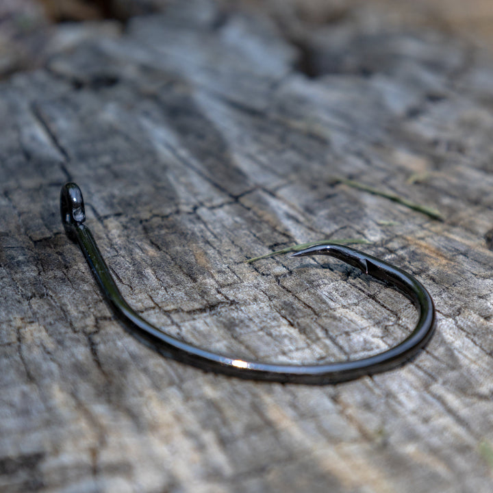 Reaction Tackle Premium Circle Hooks 25-pack, sharp fishing hooks with a circular design for effective catch and secure hold.