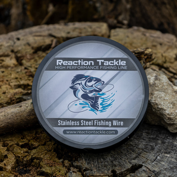 Reaction Tackle stainless steel trolling line, 30LB, 300 feet, ideal for fishing and trolling, durable and corrosion-resistant.