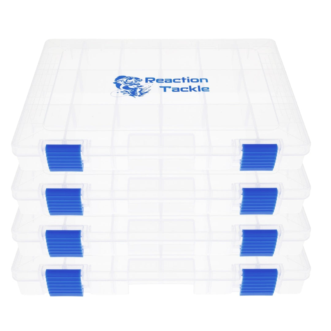 Reaction Tackle Basic Tackle Tray with two secure clips, lightweight and affordable fishing tackle storage solution.