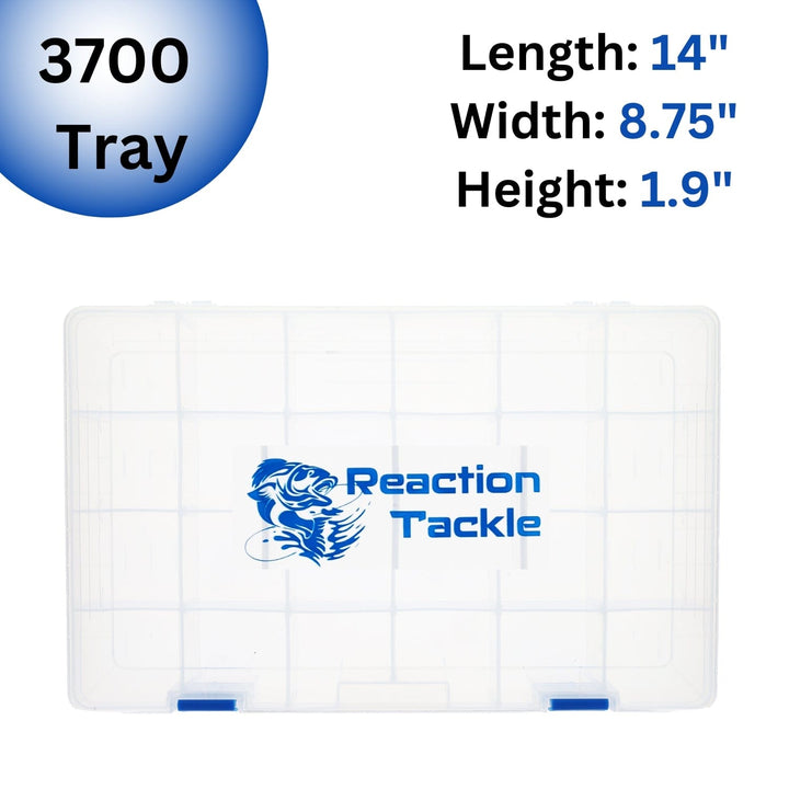 Reaction Tackle Basic Tackle Tray with lightweight design and two secure clips for organizing fishing tackle.