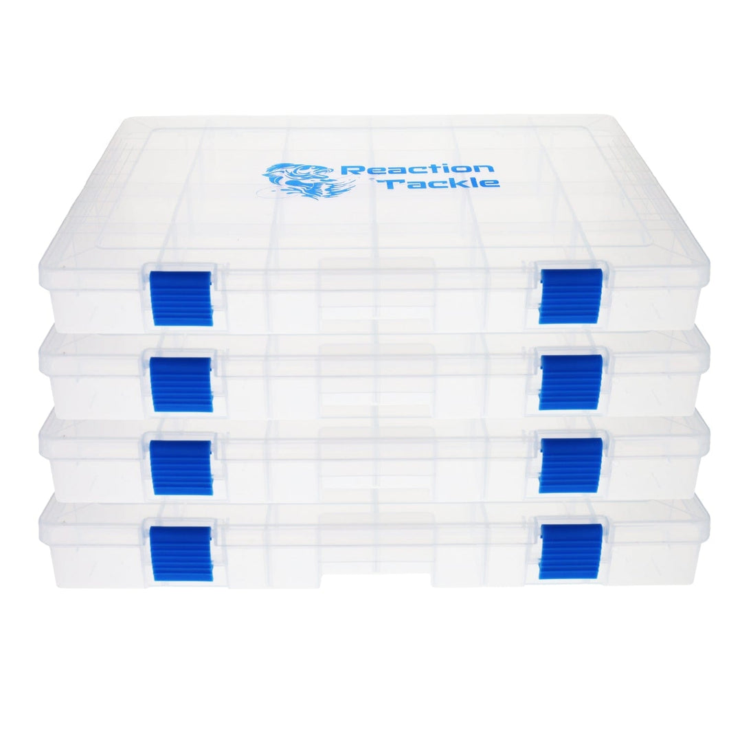 Reaction Tackle Basic Tackle Tray with lightweight design and two secure clips, ideal for organizing fishing tackle gear.