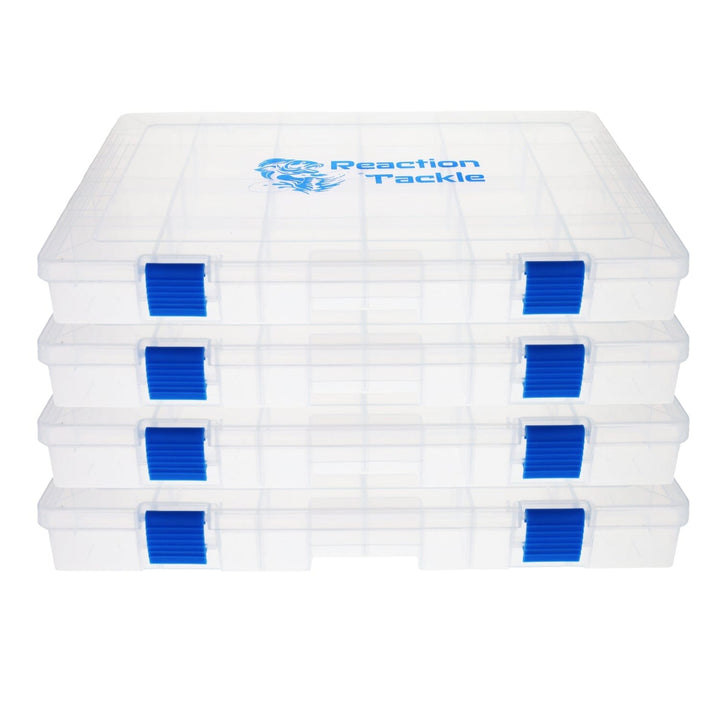 Reaction Tackle Basic Tackle Tray with lightweight design and two secure clips, ideal for organizing fishing tackle gear.