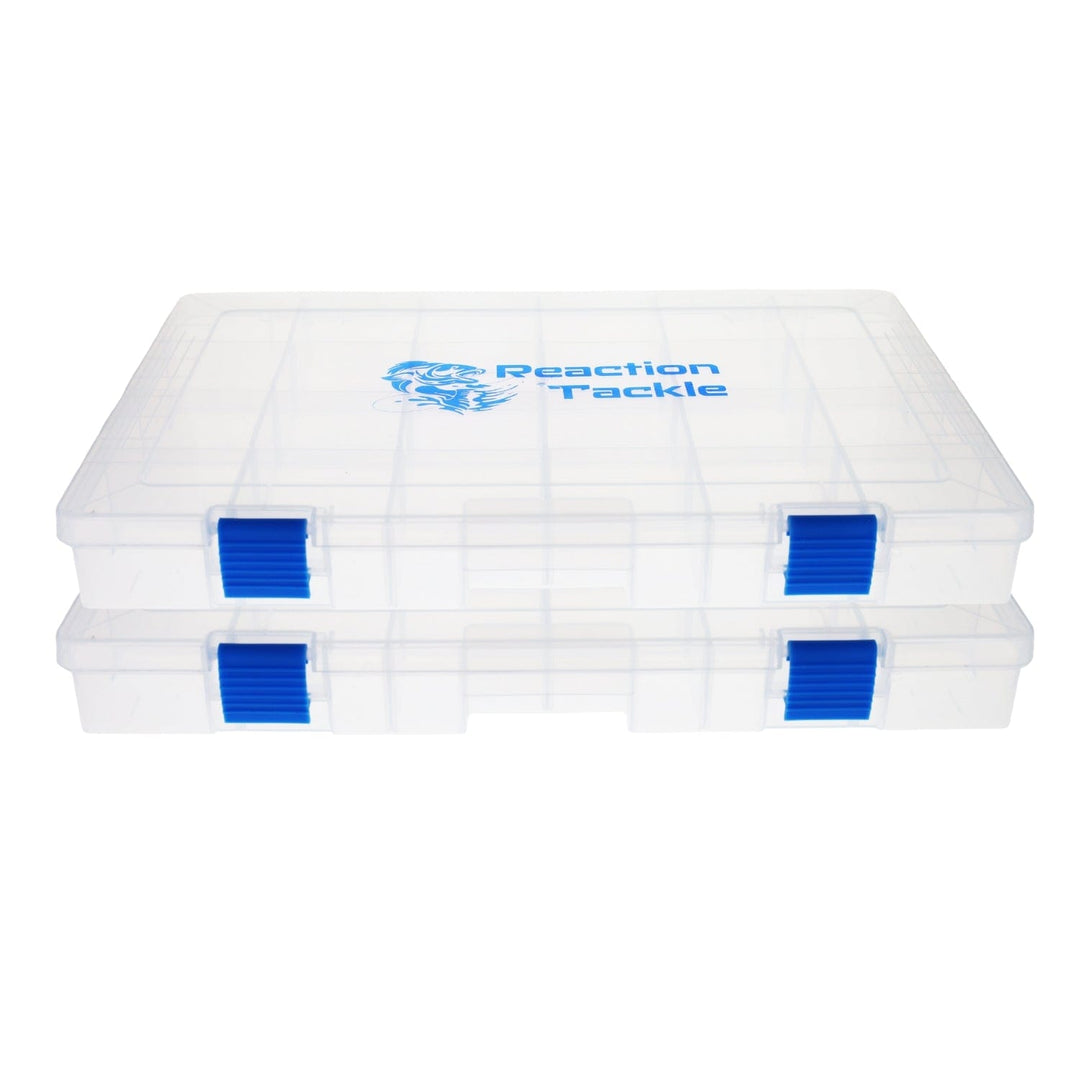 Reaction Tackle Basic Tackle Tray with lightweight design and two secure clips, ideal for organizing fishing tackle gear.